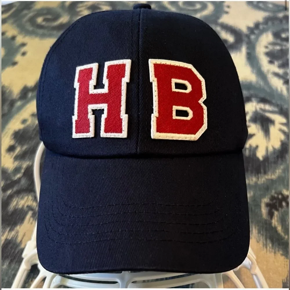 HENRI BENDEL OS Navy w/ Red & White “ HB” Adjustable Baseball Cap Hat Ex…